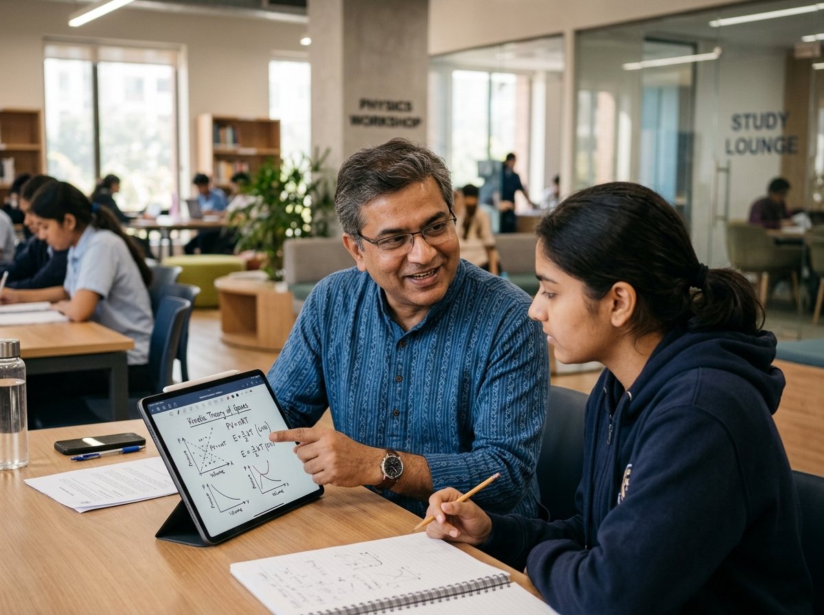 EdgeIIT IITian mentor discussing concepts and strategy with student