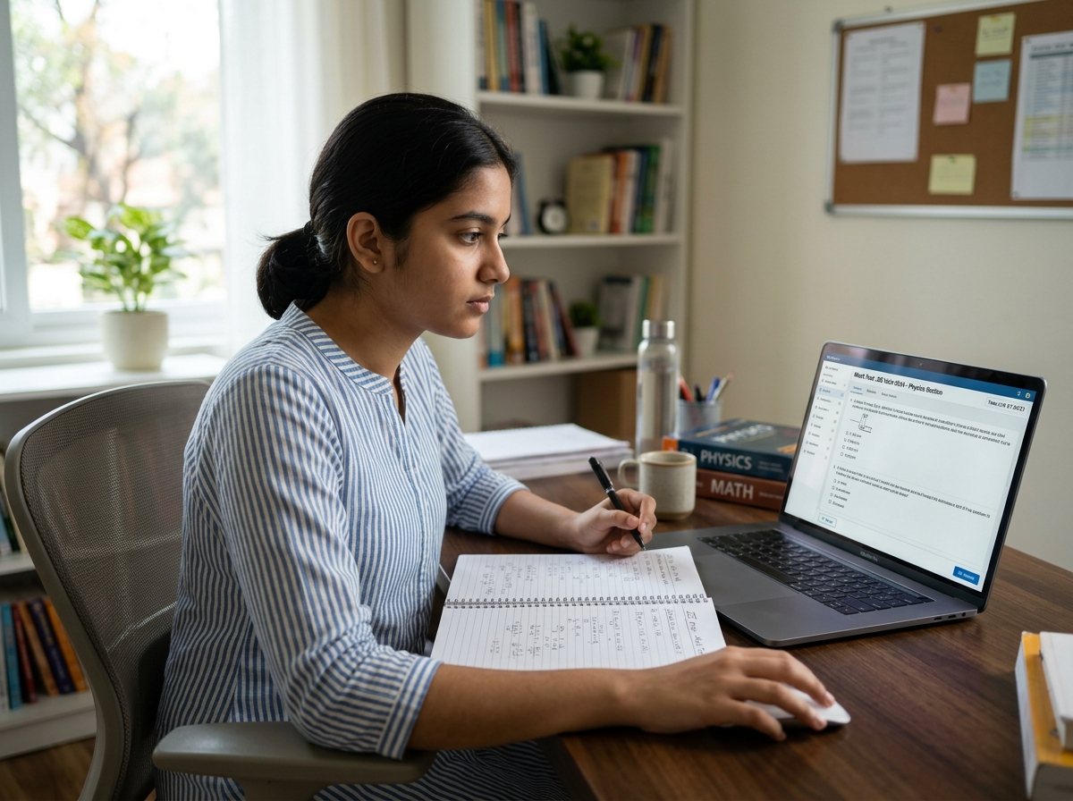 Student taking EdgeIIT computer-based test interface